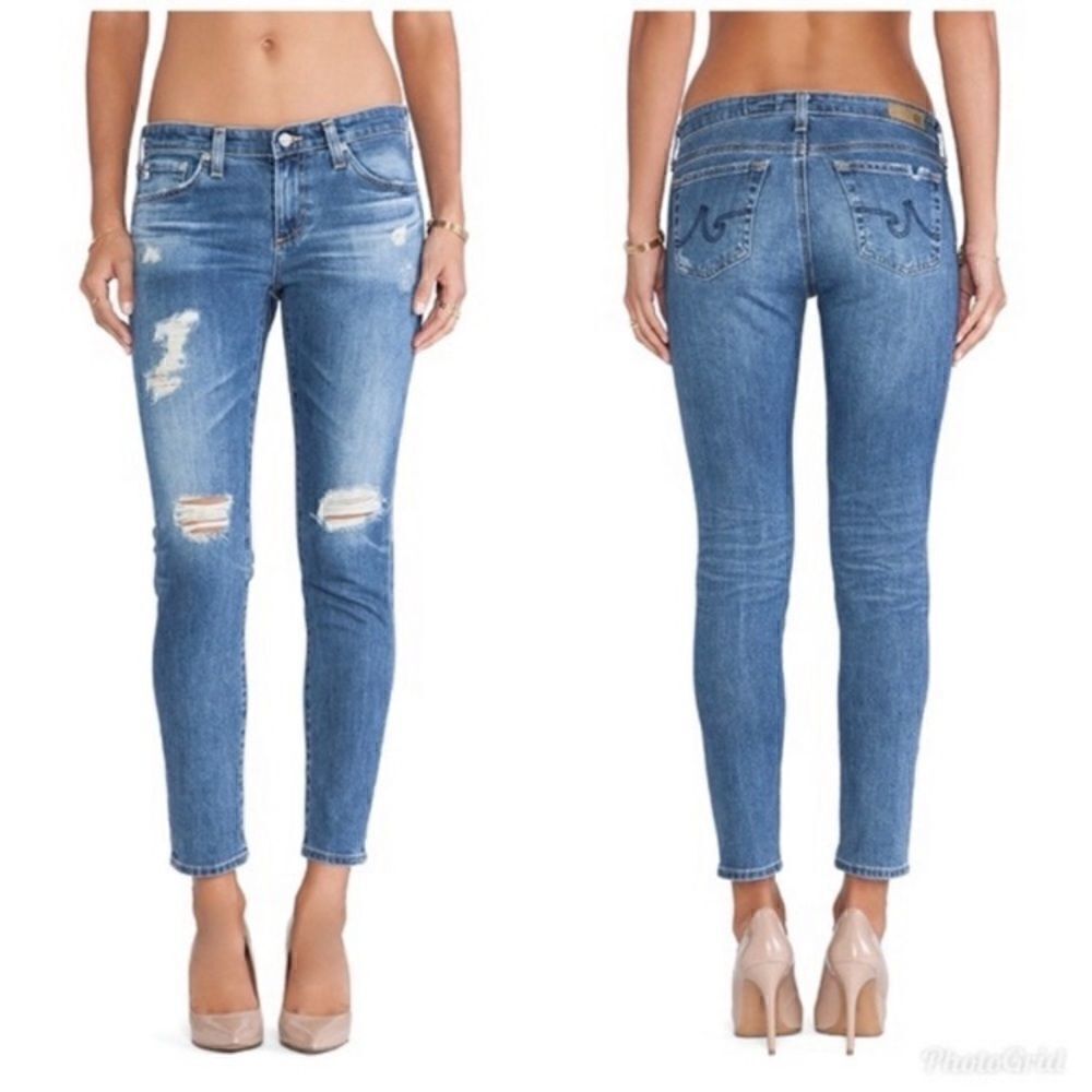 AG Adriano Goldschmeid The Stilt Cigarette Leg Distressed Destroyed Jeans